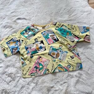 💫Vibrant Vintage 80s 90s Funky Colorful Comic Print Cartoon Novelty Crop Tee